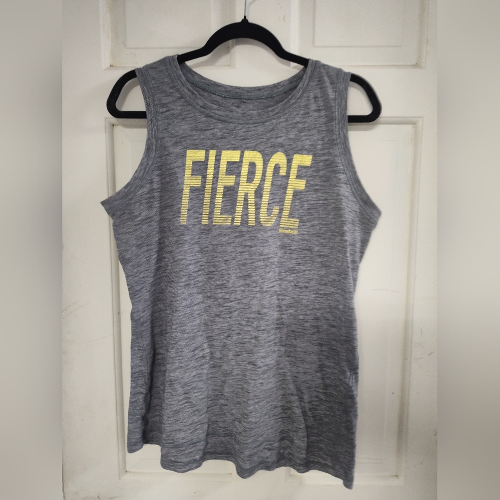 Reebok Kids Tank Top in Gray with Yellow 'FIERCE' Design
